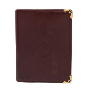 Pre Owned Cartier Red Leather Must de Cartier Bifold Agenda Cover