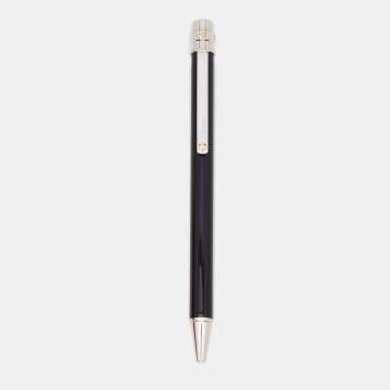 Pre Owned Cartier Santos De Cartier Black Lacquer Two Tone Metal Ballpoint Pen