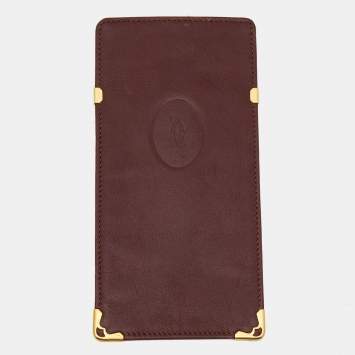 Pre Owned Cartier Maroon Leather Must de Cartier Sunglasses Case