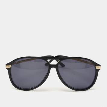 Pre Owned Cartier Black/Gold D64D80B2 Aviator Sunglasses