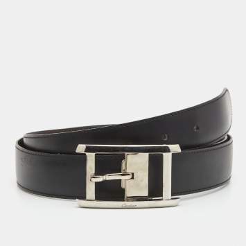Pre Owned Cartier Black Leather Buckle Belt 100CM