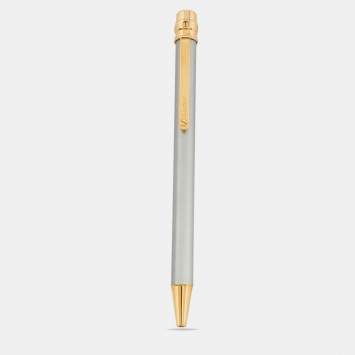 Pre Owned Cartier Silver Lacquer & Gold Tone Santos Ballpoint Pen