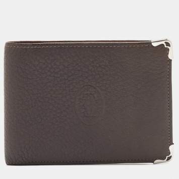Pre Owned Cartier Brown Leather Must de Cartier 6CC Bifold Wallet