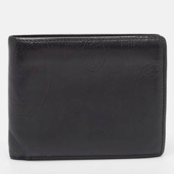 Pre Owned Cartier Black Leather Happy Birthday Bifold Compact Wallet