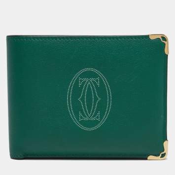 مملوكة مسبقًا Cartier Green Leather Must De Cartier 6CC Bifold Wallet