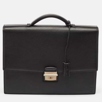 Pre Owned Cartier Black Leather Pasha Briefcase
