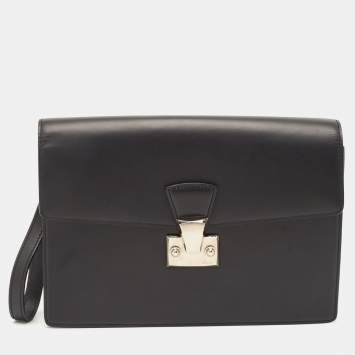 Pre Owned Cartier Black Leather Pasha Wristlet Clutch