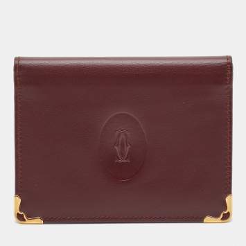 Pre Owned Cartier Burgundy Leather Must de Cartier ID Card Holder