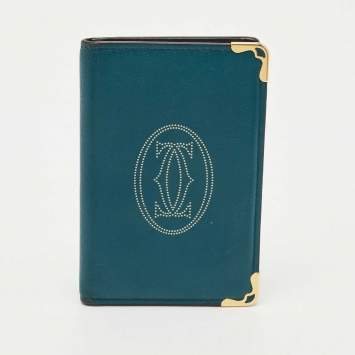Pre Owned Cartier Green Leather Must de Cartier Business Card Holder