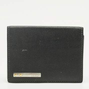 مملوكة مسبقًا Cartier Black Leather Santos de Cartier Bifold Wallet