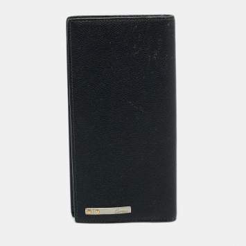 Pre Owned Cartier Black Leather Santos de Cartier Long Wallet