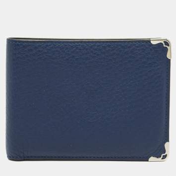 Pre Owned Cartier Must de Cartier Blue Leather Bifold Wallet