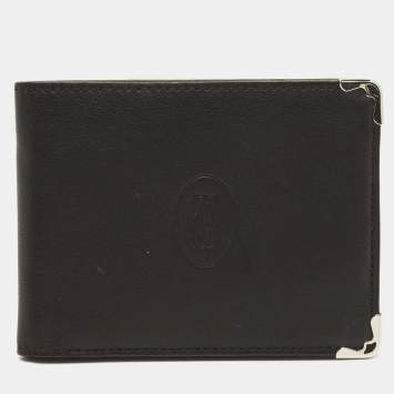 Pre Owned Cartier Must de Cartier Black Leather Bifold Wallet