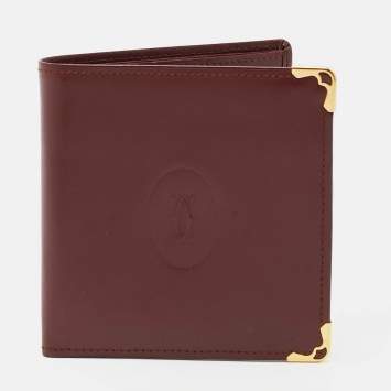 Pre Owned Cartier Must de Cartier Burgundy Leather Bifold Wallet