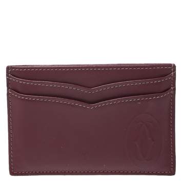 Pre Owned Cartier Burgundy Leather Card Holder
