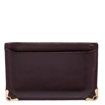 Pre Owned Cartier Burgundy Leather Card Holder