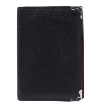 Pre Owned Cartier Black Leather Must De Cartier Card Holder