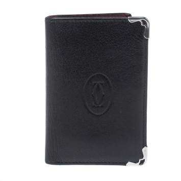 Pre Owned Cartier Black Leather Must De Cartier Card Holder