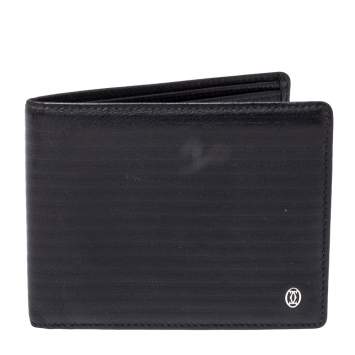 Pre Owned Cartier Black Leather Pasha Bifold Wallet