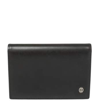 Pre Owned Cartier Black Leather Card Holder