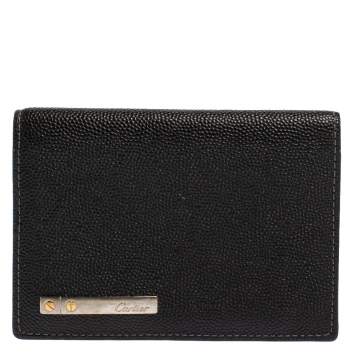 Pre Owned Cartier Black Leather Santos Business Card Holder