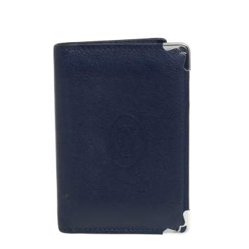Pre Owned Cartier Navy Blue Leather Must de Cartier Card Holder