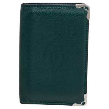 Pre Owned Cartier Green Leather Must de Cartier Card Holder