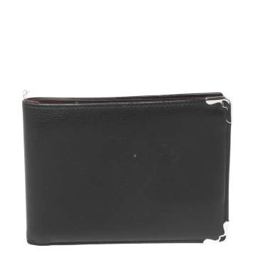 Pre Owned Cartier Black Leather Must de Cartier Bifold Wallet