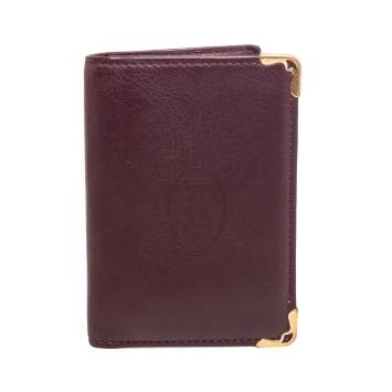 Pre Owned Cartier Burgundy Leather Must de Cartier Bifold Card Holder
