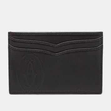 Pre Owned Cartier Dark Brown Leather Happy Birthday Card Holder
