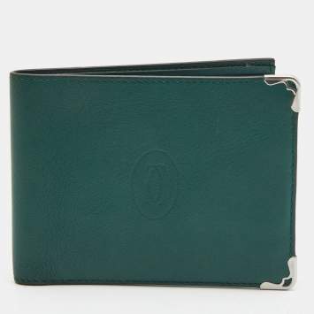 Pre Owned Cartier Green Leather Must de Cartier Compact Wallet