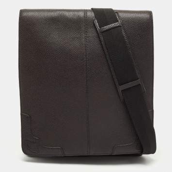 Pre Owned Cartier Black Leather Flap Messenger Bag