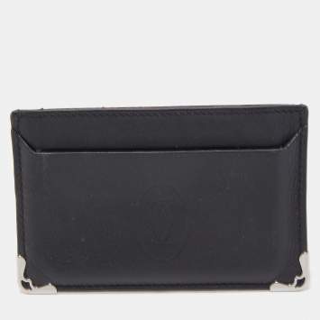 Pre Owned Cartier Black Leather Must de Cartier Simple Card Holder