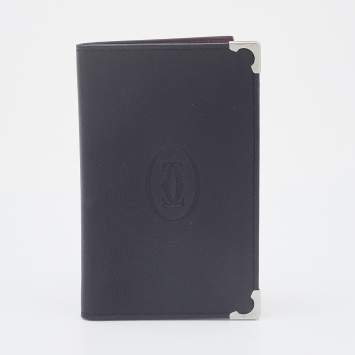 Pre Owned Cartier Black Leather Must De Cartier Card Case