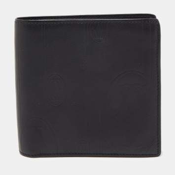 Pre Owned Cartier Black Leather Bifold Wallet