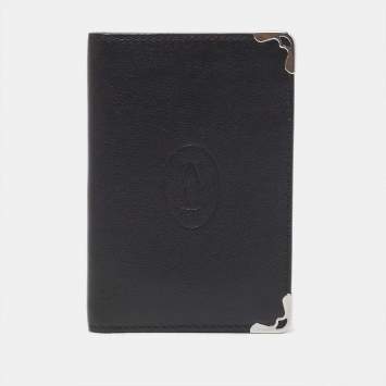 Pre Owned Cartier Black Leather Must De Cartier Card Holder
