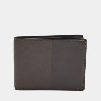 Pre Owned Cartier Two Tone Grey Leather Must De Cartier Bifold Wallet
