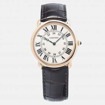 Cartier Ronde Louis W6800251 Manual Winding White Rose Gold Men's Wristwatch 36mm