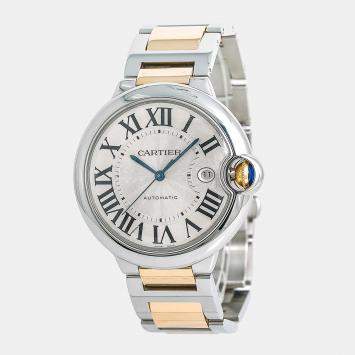 Cartier Ballon Bleu W69009Z3 Automatic Silver 18K Yellow Gold Stainless Steel Men's Wristwatch 42mm
