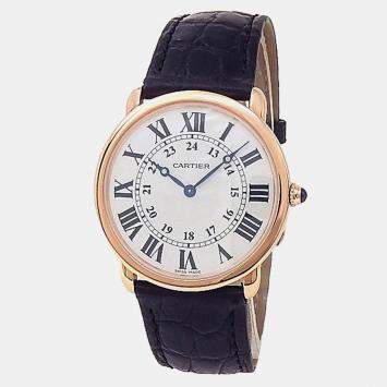 Cartier Ronde Louis W6800251 Manual Winding Silver 18k Rose Gold Men's Wristwatch 36 mm