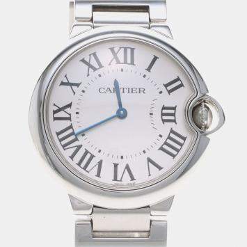 Pre Owned Cartier Ballon Bleu W69011Z4 Quartz Silver Stainless Steel Men's Wristwatch 36 mm