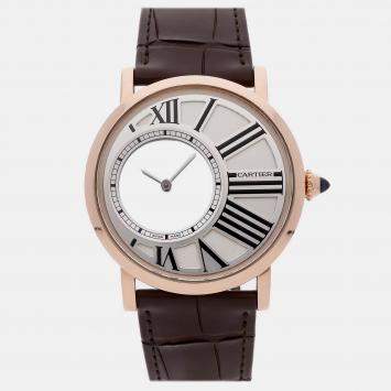 Pre Owned Cartier Rotonde De Cartier W1556223 Manual Winding Silver 18k Rose Gold Men’s Wristwatch 42 mm