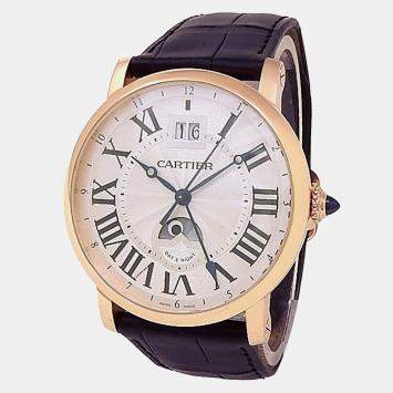 Pre Owned Cartier Rotonde de Cartier W1556220 Automatic Silver 18K Rose Gold Men’s Wristwatch 42 mm