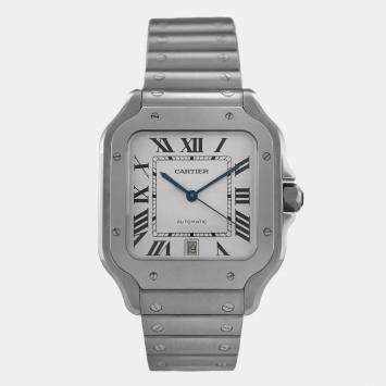 Pre Owned Cartier Santos WSSA0018 Automatic White Stainless Steel Men's Wristwatch 40 mm