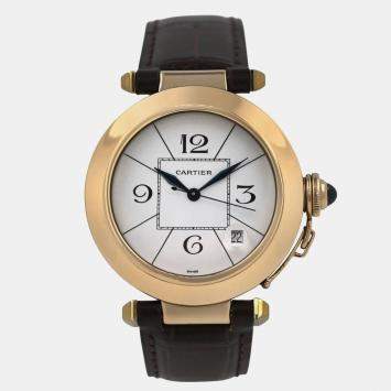 Pre Owned Cartier Pasha 820901 Automatic Silver 18K Yellow Gold Men's Wristwatch 38 mm