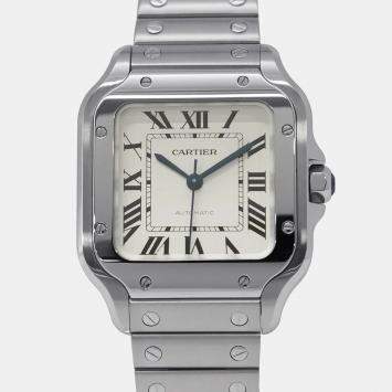 Pre Owned Cartier Santos WSSA0029 Automatic Silver Stainless Steel Men's Wristwatch 35 mm