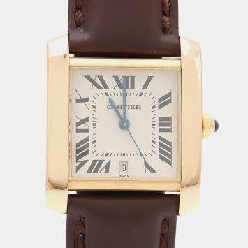 Pre Owned Cartier Tank Francaise W5000156 Automatic Yellow Gold Men's Wristwatch 28 mm