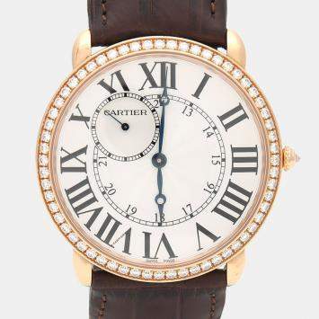 Pre Owned Cartier Ronde Louis Diamond Manual Winding Rose Gold Men's Wristwatch 42 mm