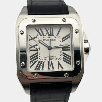 Pre Owned Cartier Santos 100 XL 2656 Automatic Silver Stainless Steel Men's Wristwatch 38 mm