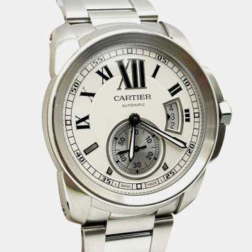 Pre Owned Cartier Calibre 3389 Automatic Silver Stainless Steel Men's Wristwatch 42 mm